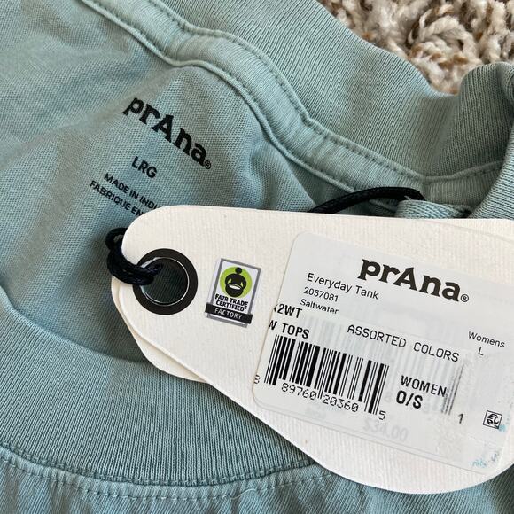 Prana Everyday Tank Women's Large Saltwater Standard Fit Regenerative Cotton - Picture 6 of 9